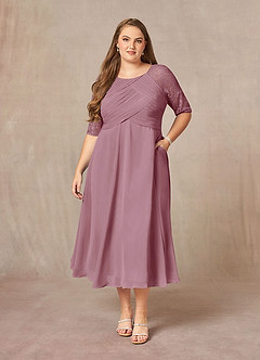Azazie Dorothea Mother of the Bride Dresses Vintage Mauve A-Line Scoop lace Chiffon Dress image5
