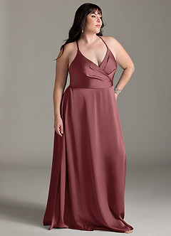 Azazie Davis Robes de demoiselle d'honneur Robe Trapèze en Satin extensible Plissée Améthyste image9