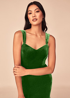Azazie Lanessa Bridesmaid Dresses Ivy Mermaid V-Neck Keyhole Back Velvet Dress image3