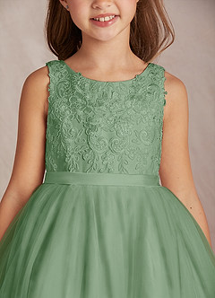 Azazie Calla vestidos de niña de las flores Vestido de Matcha de Tul de Princesa con Encaje image6