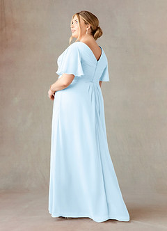 Azazie Morning Glory vestidos de madre de la novia Vestido de Azul Cielo de Gasa de Corte En A con Cuello en V fruncido image8