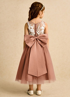 Azazie Sundae Blumenmädchenkleider Ballkleid Spitze Kleid Bronzer image2