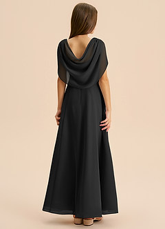 Azazie Lambie Junior Vestido de Negro de Gasa de Corte en A con Plisado image1