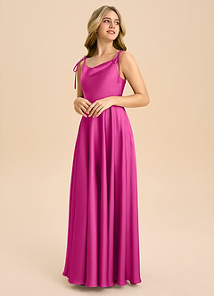 Azazie Popsy Junior Linia A Ukłon Satyna elastyczna Długość podłogi Młodsza druhna Sukienka image4