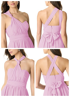 Azazie Olani Vestidos de damas de honor Vestido de Rosa Caramelo de Gasa de Corte en A Convertible con Vestidos sin tirantes image7