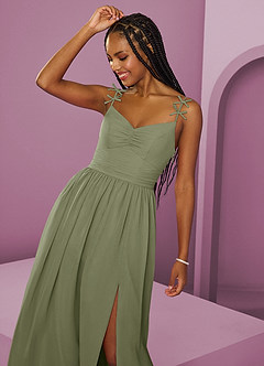 Barbie ♥ Azazie Bridesmaid Dresses Pistachio A-Line Pleated Chiffon Dress image3