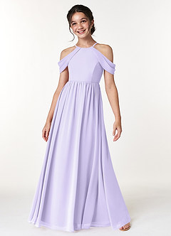 Azazie Seneca Junior Lilac A-Line Off the Shoulder Chiffon Dress image3