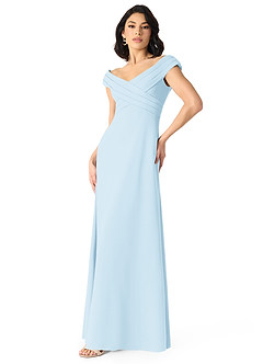 Azazie Evita Bridesmaid Dresses Sky Blue A-Line Off the Shoulder Stretch Crepe Dress image3