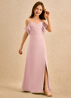 Azazie Pippy Girls Formal Flower Girl Dresses Powder Pink A-Line Sweetheart Neckline Chiffon Dress image5