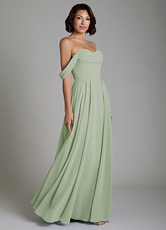 Azazie Loisa Abiti da Damigella Abito Convertibile A-Line in Chiffon Corsetto Verde Salvia image6