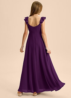 Azazie Carmin Junior Klä av A-Line i Chiffong Rynkad image2