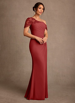Azazie Sally Mother of the Bride Dresses Rust Sheath Lace Chiffon Dress image2