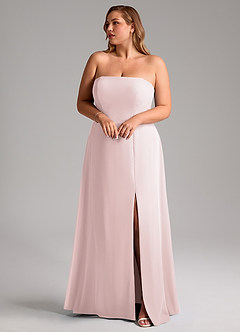 Azazie Wren Bridesmaid Dresses Blushing Pink A-Line Side Slit Chiffon Convertible Dress image10