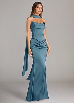 Azazie Sorrel Bridesmaid Dresses Bermuda Mermaid Strapless Stretch Satin Convertible Dress image3