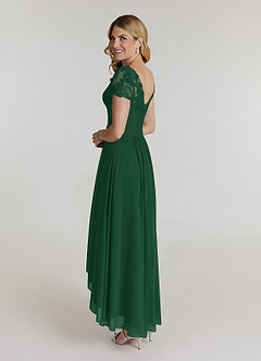 Azazie Thais Mother of the Bride Dresses Dark Green A-Line Lace Chiffon Dress image4