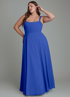 Azazie Shaude Bridesmaid Dresses Royal Blue A-Line Pleated Chiffon Dress image8