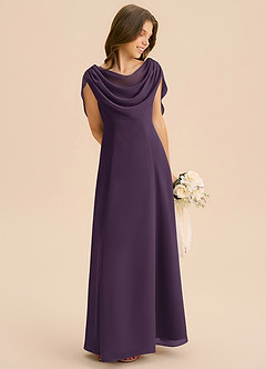 Azazie Lambie Junior Plum A-Line Pleated Chiffon Dress image5