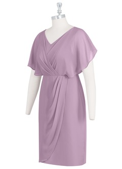 Azazie Julia Kleider für die Brautmutter Etui V-Hals Gefaltet Chiffon Kleid Blauregen image8