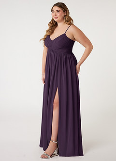 Azazie Alia Brautjungfernkleider A-Linie Plissee Chiffon Kleid Pflaume image8