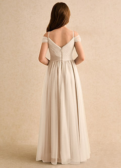 Azazie Yuna Girls Formal Abiti da Ragazza di Fiori Abito A-Line in Tulle Spalle Scoperte Alabastro Bianco image2