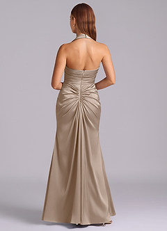 Azazie Destiny Bridesmaid Dresses Taupe Mermaid Sweetheart Neckline Stretch Satin Dress image2