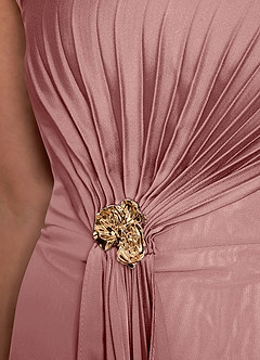 Azazie Dinanta Mother of the Bride Dresses Dusty Rose Column Pleated Chiffon Dress image8
