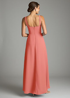 Azazie Debra Bridesmaid Dresses Salmon Pink A-Line with Pockets Chiffon Convertible Dress image6