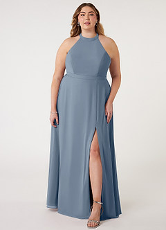 Azazie Clarice Bridesmaid Dresses Twilight A-Line Halter Chiffon Dress image8
