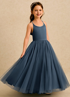 Azazie Aurora Flower Girl Dresses Neptune A-Line Bow Tulle Dress image2