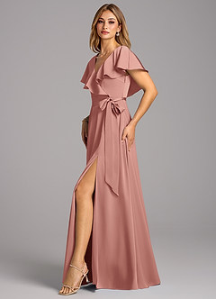 Azazie Lainey Bridesmaid Dresses Rosette A-Line with Pockets Stretch Satin Dress image5