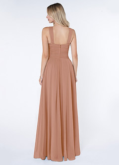 Azazie Kaleigh Bridesmaid Dresses Champagne Rose A-Line Pleated Chiffon Dress image2