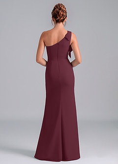 Azazie Rinna Bridesmaid Dresses Cabernet Mermaid One Shoulder Chiffon Dress image2