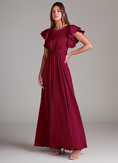 Azazie Daphne Modest Bridesmaid Dresses A-Line Ruched Stretch Satin Floor-Length Dress image4