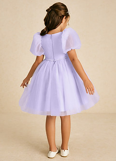 Azazie Blondie Flower Girl Dresses Lilac A-Line with Sleeves Tulle Dress image2