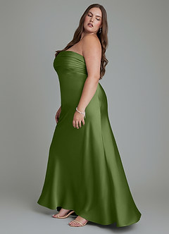 Azazie Saylor Vestidos de damas de honor Vestido Enebro de Satén Elástico de Corte Sirena con Palabra de honor image13