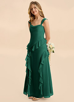 Azazie Sloane Junior Emerald A-Line Sweetheart Neckline Chiffon Dress image1