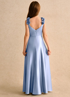 Azazie Rosita Girls Formal Blumenmädchenkleider A-Linie Plissee Matte Satin Kleid Eis image4