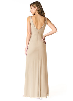 Azazie Verami Bridesmaid Dresses Champagne Mermaid Lace Mesh Dress image2