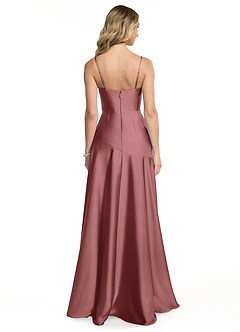 Azazie Kayla Bridesmaid Dresses Amethyst Sheath Side Slit Stretch Satin Dress image2