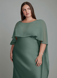 Azazie Stefania Bridesmaid Dresses Sea Moss A-Line Stretch Satin Dress image14