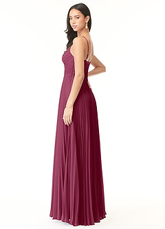 Azazie Vini Bridesmaid Dresses Mulberry A-Line V-Neck Pleated Chiffon Dress image4