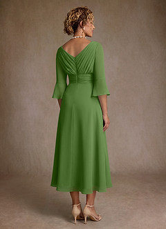Azazie Aerynne Kleider für die Brautmutter A-Linie Plissee Chiffon Kleid Basilikum image2