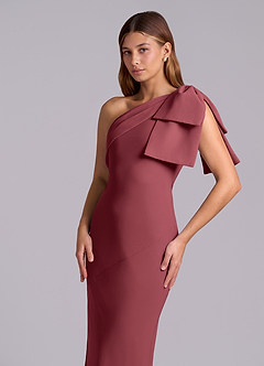 Azazie Yuanna Bridesmaid Dresses Merlot Mermaid One Shoulder Chiffon Dress image7