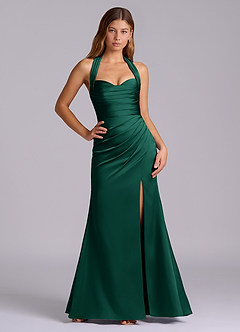 Azazie Destiny Bridesmaid Dresses Emerald Mermaid Sweetheart Neckline Stretch Satin Dress image6