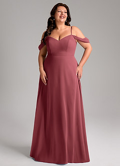 Azazie Marley Bridesmaid Dresses Merlot A-Line Off the Shoulder Chiffon Convertible Dress image13