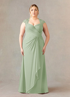 Azazie Birdie Mother of the Bride Dresses Dusty Sage A-Line Queen Anne Sequins Chiffon Dress image7