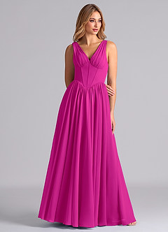 Azazie Delmie Final Sale Dusty Blue A-Line Corset Chiffon Dress image5