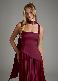 Azazie Stephanie Robes de demoiselle d'honneur Robe Trapèze en Satin extensible Corset Mûre image5