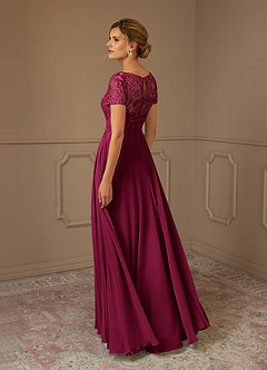 Azazie Adina Mother of the Bride Dresses Burgundy A-Line Boatneck Sequins Chiffon Dress image2