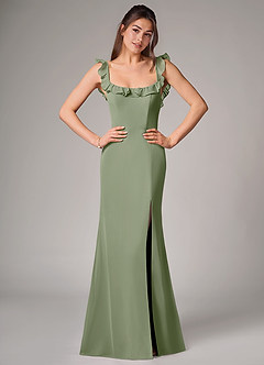Azazie Callie Bridesmaid Dresses Pistachio Mermaid Side Slit Chiffon Convertible Dress image1